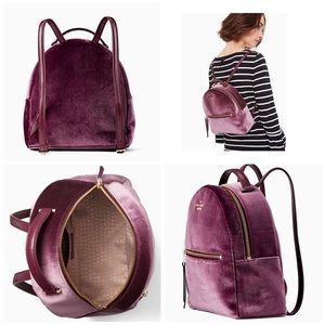 ♠️Kate Spade velvet Sammi mini backpack in plum